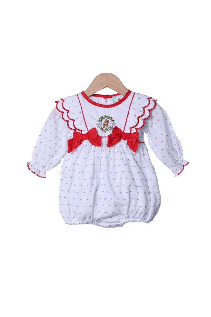 French Knot Reindeer Swiss Dot Bubble | The Smocked Flamingo