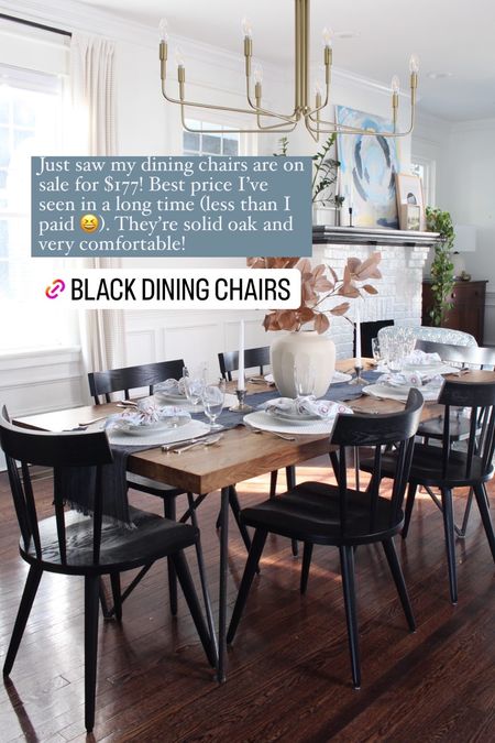 Just saw my black spindle style dining chairs are on sale for $177! Best price I’ve seen in a long time and even less than I paid! Shop my whole coastal modern dining room here!