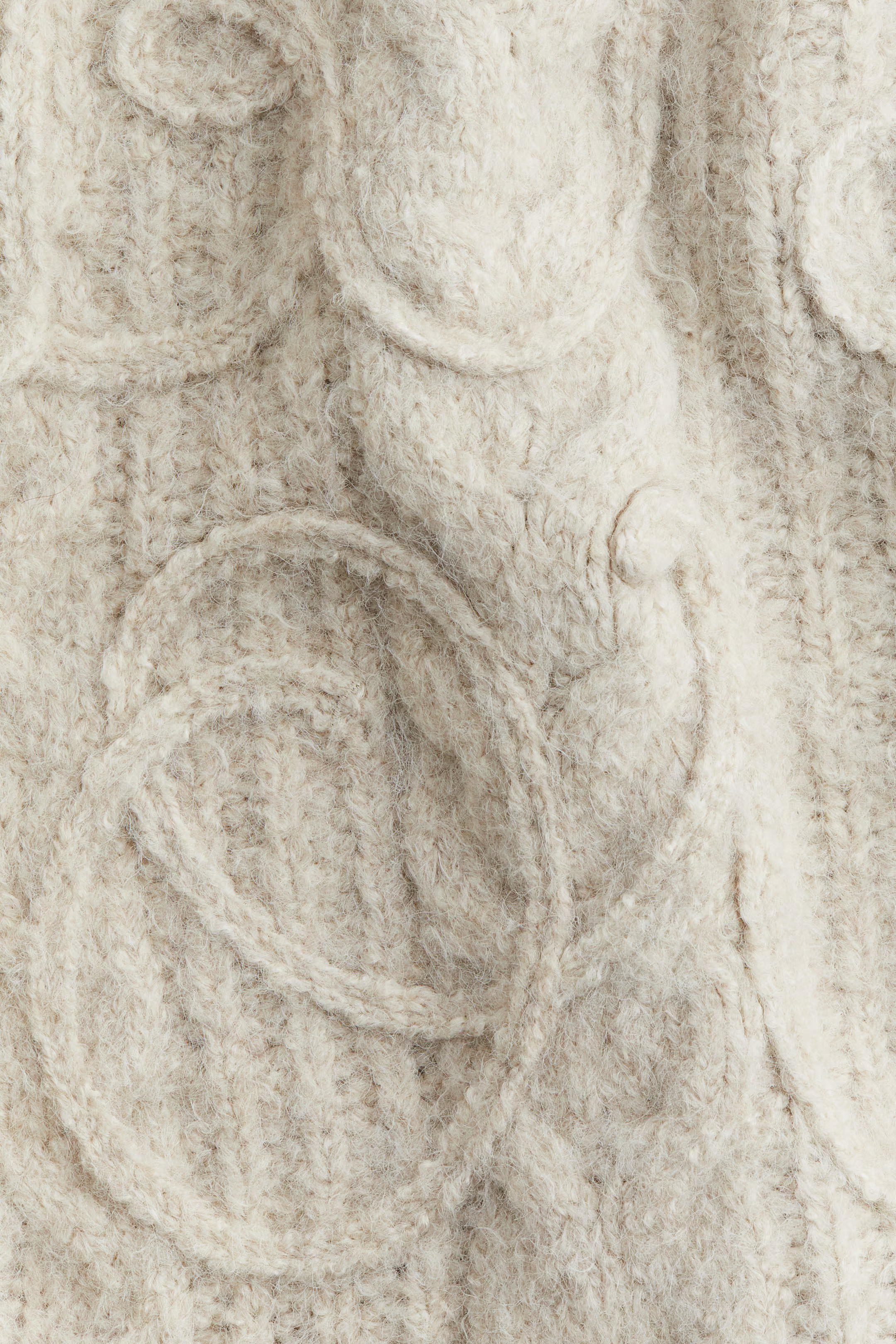 Embroidered Cable-Knit Sweater - Light beige - Ladies | H&M US | H&M (US + CA)