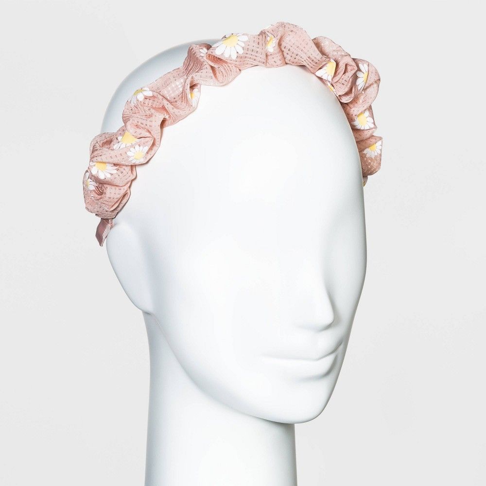 Daisy Printed Fabric Covered Headband - Wild Fable Pastel Peach | Target