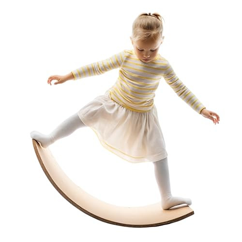 Giggle & Play 36" Wooden Balance Board – Natural Curvy Wobble Board for Kids, Toddlers & Adults, Montessori Rocker Toy, Yoga Trainer for Office, Home, Classroom Use | Amazon (US)