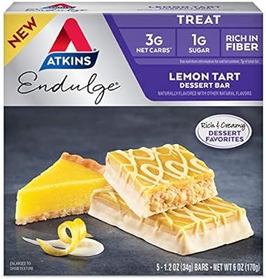 Atkins Endulge Treat Lemon Tart Dessert Bar. (5 Bars) | Amazon (US)