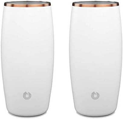 SNOWFOX Elegance Collection Insulated Stainless Steel Beer Glass, 18-ounce Set of 2, White/Gold | Amazon (US)