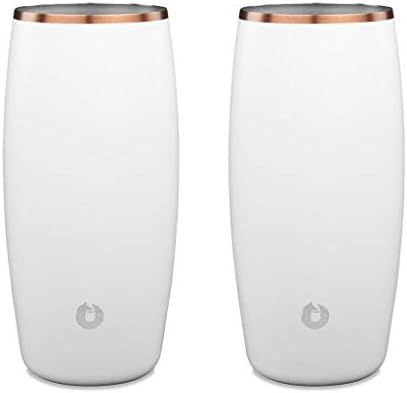 SNOWFOX Elegance Collection Insulated Stainless Steel Beer Glass, 18-ounce Set of 2, White/Gold | Amazon (US)