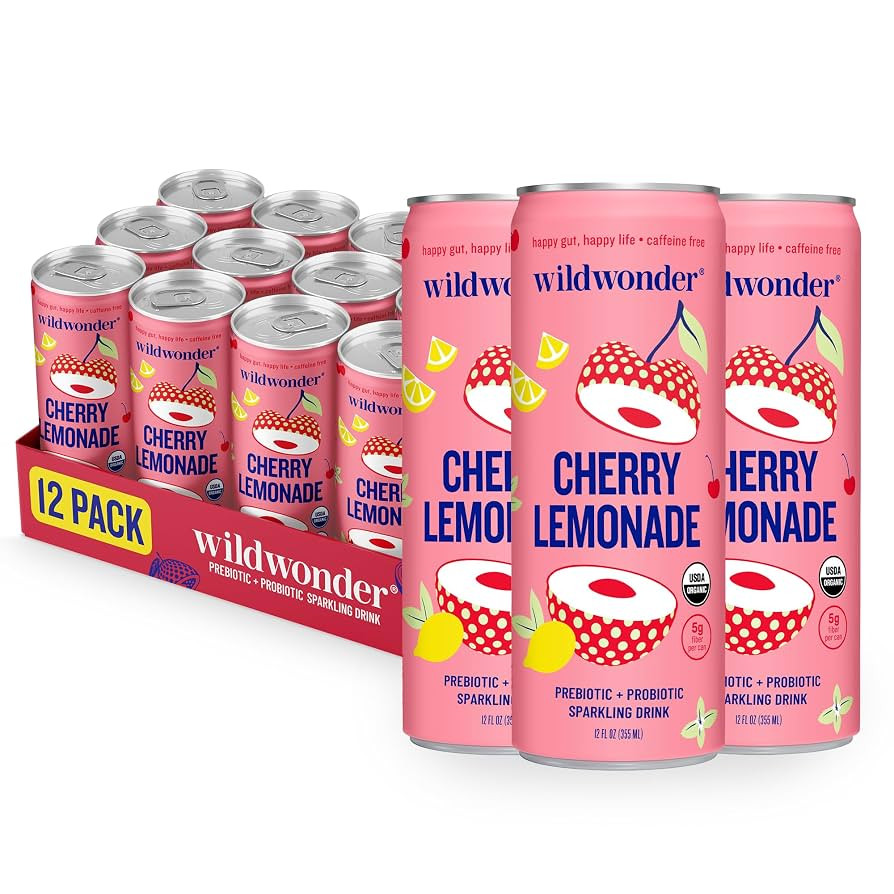 NEW! wildwonder Sparkling Probiotic Drink 12pk, For Gut Health & Immune Support, Cherry Lemonade,... | Amazon (US)