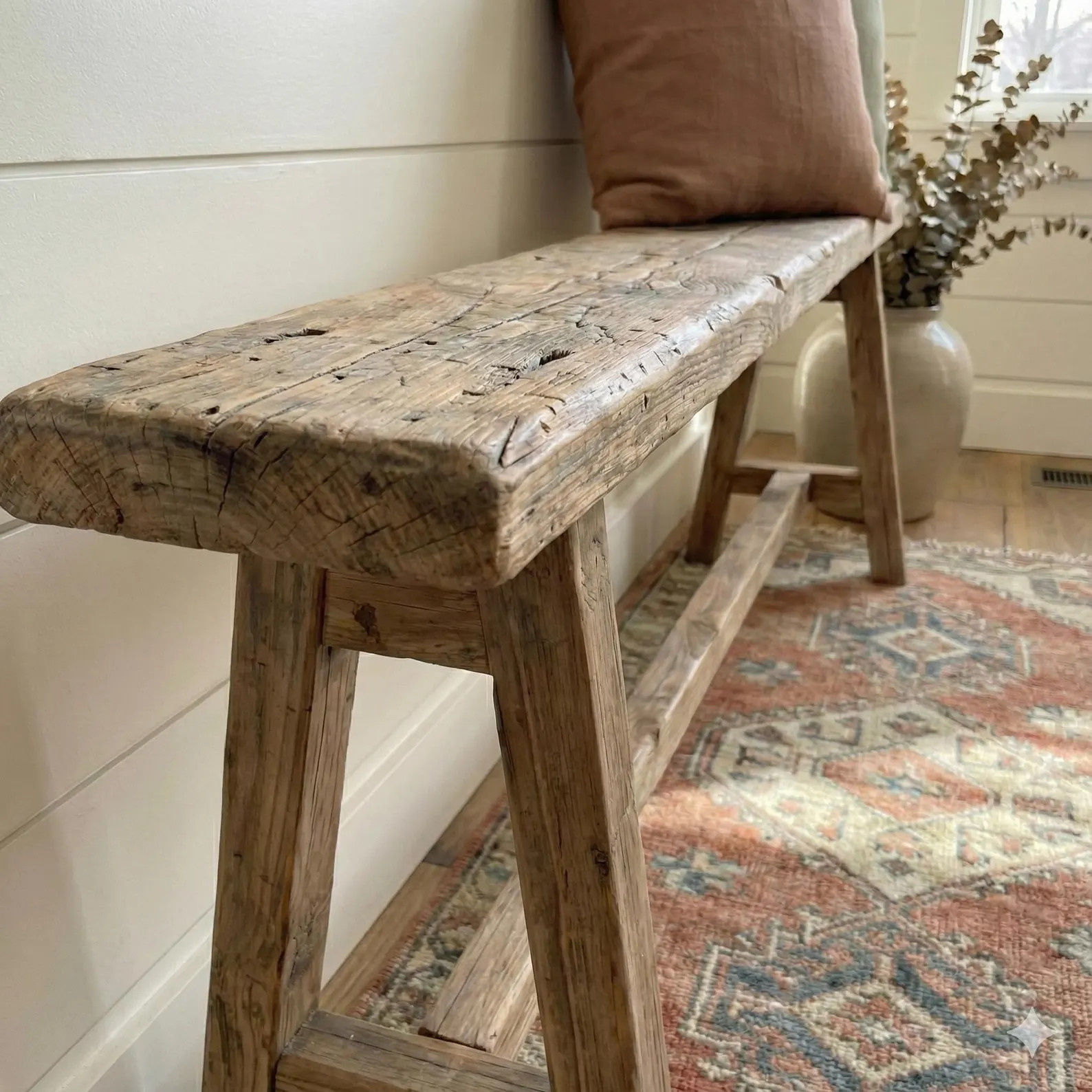Reclaimed Rustic Wood Bench, Farmhouse Entryway Bench, Handmade Wooden Accent Bench, Hallway Bedr... | Etsy (US)