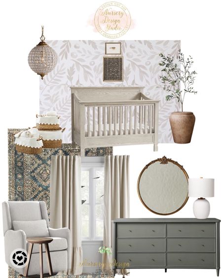 Gorgeous neutral nursery, baby crib, nursery chandelier, nursery dresser, gold mirror

#LTKhome #LTKsalealert #LTKbaby