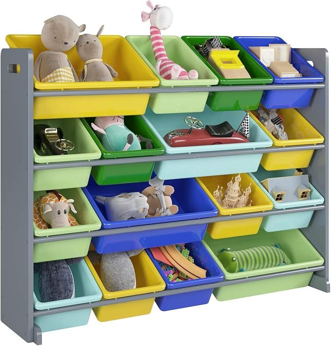 Homfa Toddler's Toy Storage Organizer with 16 Multiple Color Plastic Bins Shelf Drawer for Kid's ... | Amazon (US)