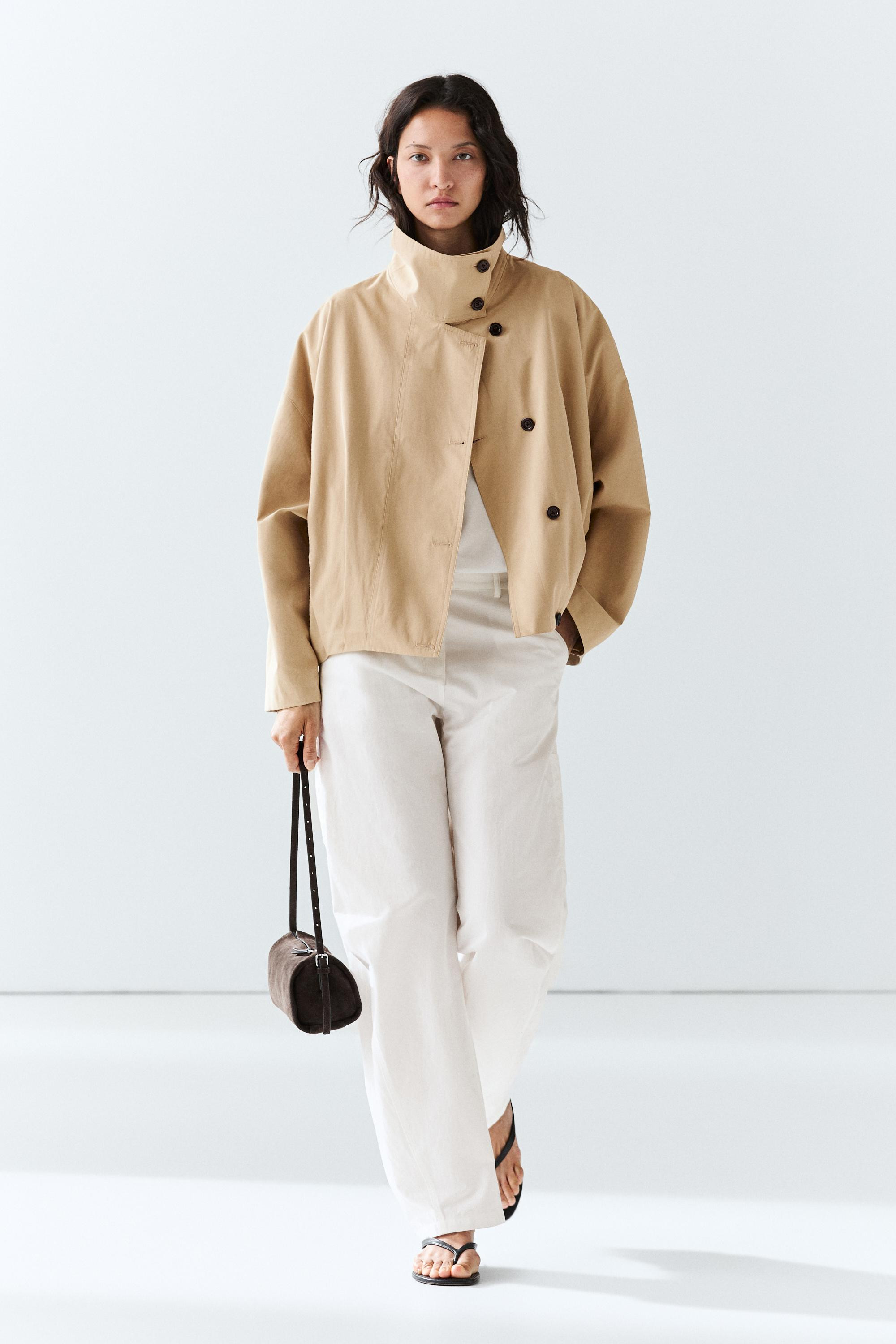 Pleated stand-collar bomber jacket | Massimo Dutti UK