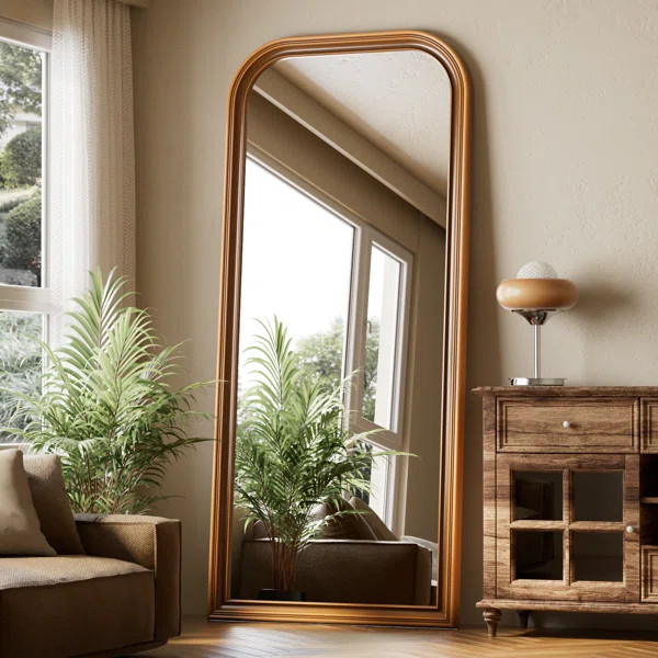 Oversized Vintage Full Length Mirror Arched Standing Floor Mirror Wall Mirror With PU Frame | Wayfair North America