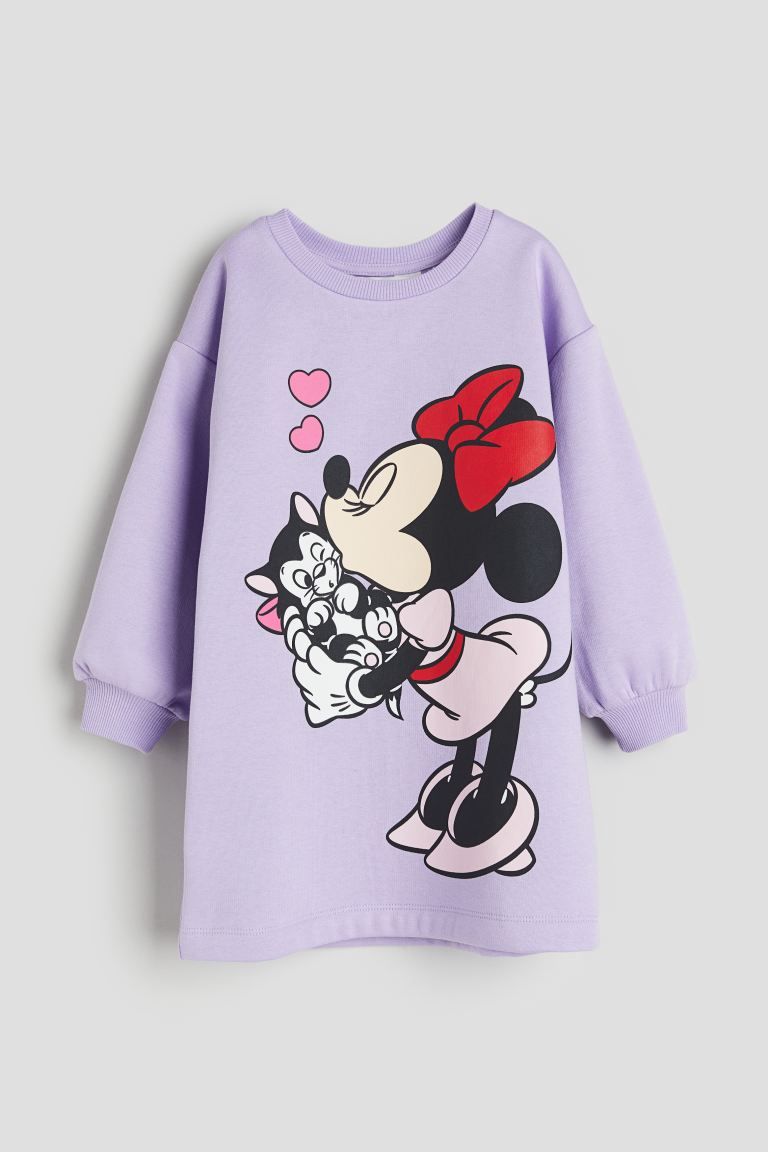 Printed Sweatshirt Dress - Light purple/Minnie Mouse - Kids | H&M US | H&M (US + CA)