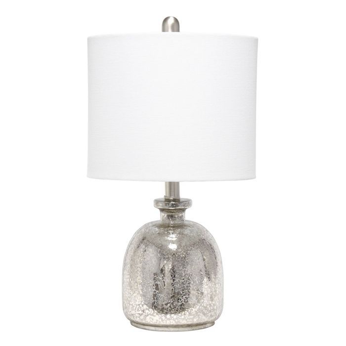 Mercury Hammered Glass Jar Table Lamp with Linen Shade Silver - Lalia Home | Target