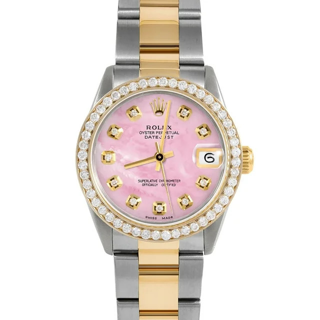 Pre-Owned Rolex 6827 Midsize Ladies 31mm Datejust Wristwatch Pink Mother of Pearl Diamond (3 Year... | Walmart (US)