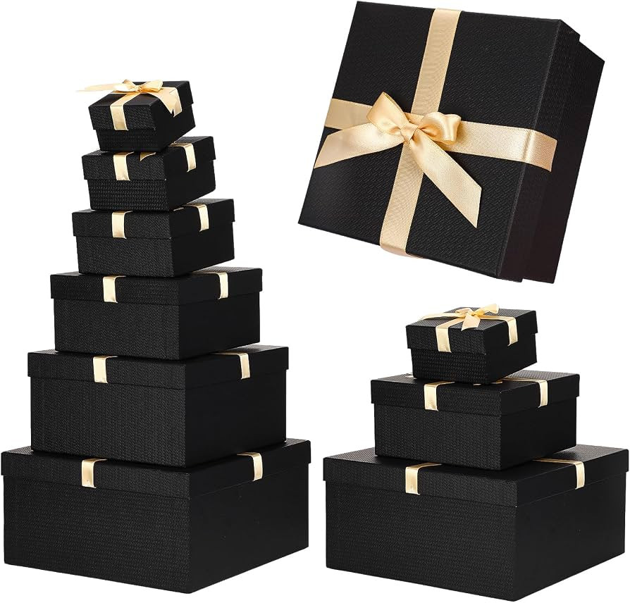Chivertion 6 Pack Christmas Large Nesting Gifts Boxes with Lid Ribbon 6 Size Square Gift Wrapping... | Amazon (US)