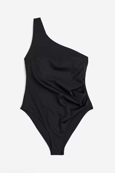 Padded-cup High-leg Swimsuit - Sleeveless - Navy blue - Ladies | H&M US | H&M (US + CA)