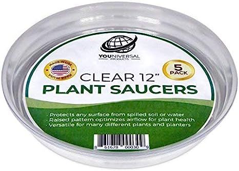 Clear Plant Saucers - 12 Inch - Excellent For Indoor & Outdoor Plants (5 Pack) | Amazon (US)