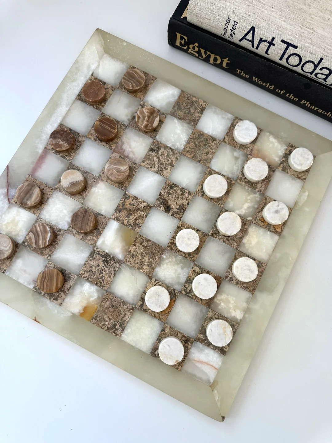 Large Onyx Stone Vintage Checkers Set - Etsy | Etsy (US)