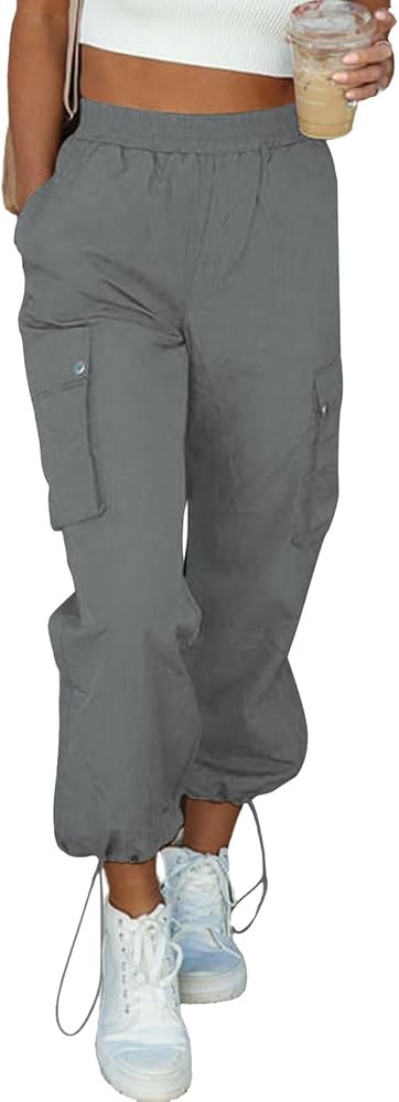 EVALESS Cargo Pants Women Summer Casual Elastic High Waisted Parachute Pants for Women 2024 Baggy... | Amazon (US)