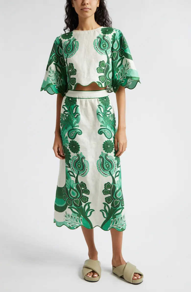 FARM Rio Festival Floral Linen Crop Top | Nordstrom | Nordstrom