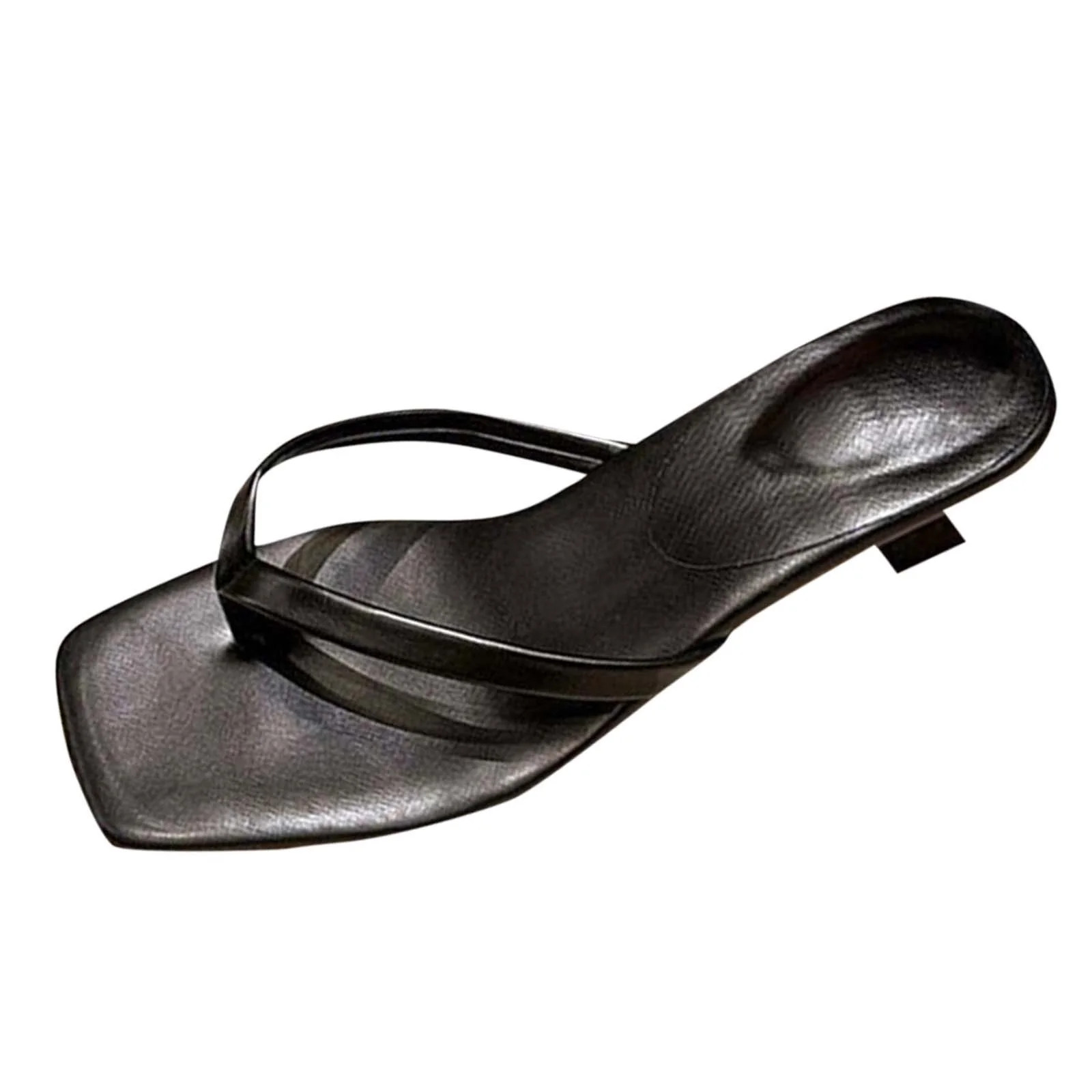ShiShine Women's Square Toe Kitten Heel Thong Sandals Slip On Dressy Flip Flops for Party Evening... | Walmart (US)