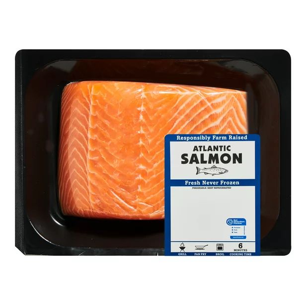 Fresh Atlantic Salmon Portions, 0.70 - 1.10 lb. Whole Salmon Portion. 240 Calories per 3 oz Servi... | Walmart (US)