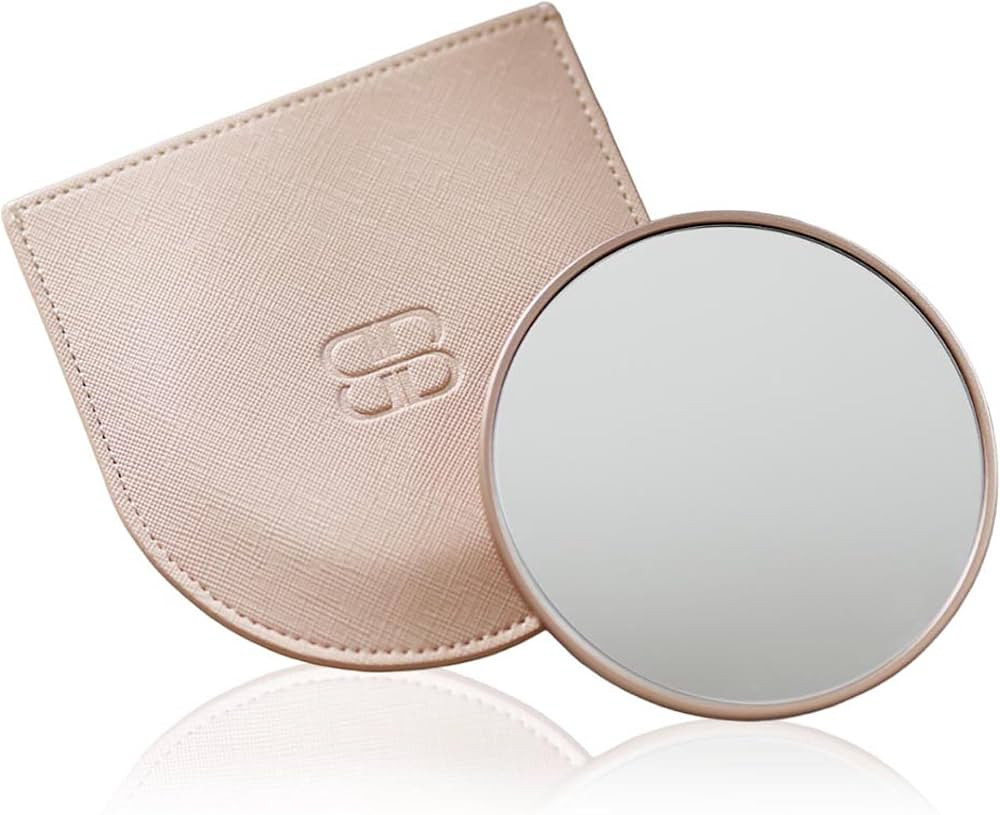 Beautifect 10x Magnifying Mirror - Compact Travel Mirror with Vegan Leather Sleeve - Matte Gold | Amazon (UK)