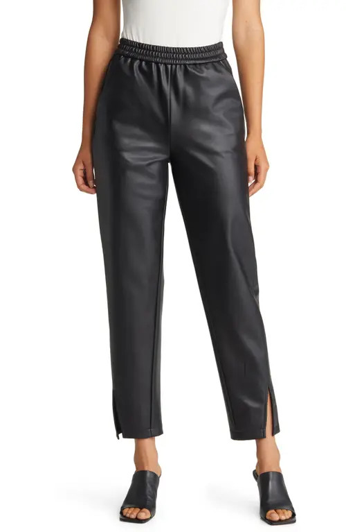 halogen(r) Split Hem Faux Leather Pants in Black at Nordstrom, Size X-Small P | Nordstrom
