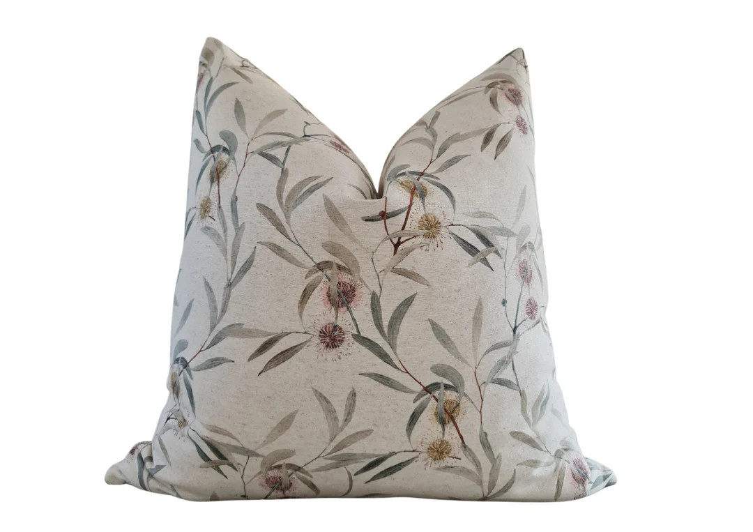 FLORENCE | Botanical Linen Cushion Cover, Country Floral Throw Pillow, Natural Pillow Cover, Coun... | Etsy (UK)