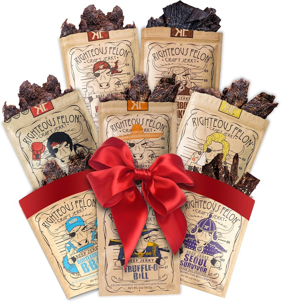 Righteous Felon Beef Jerky Variety Pack | Gluten Free Beef Jerky Snack Packs for Adults | High Pr... | Amazon (US)