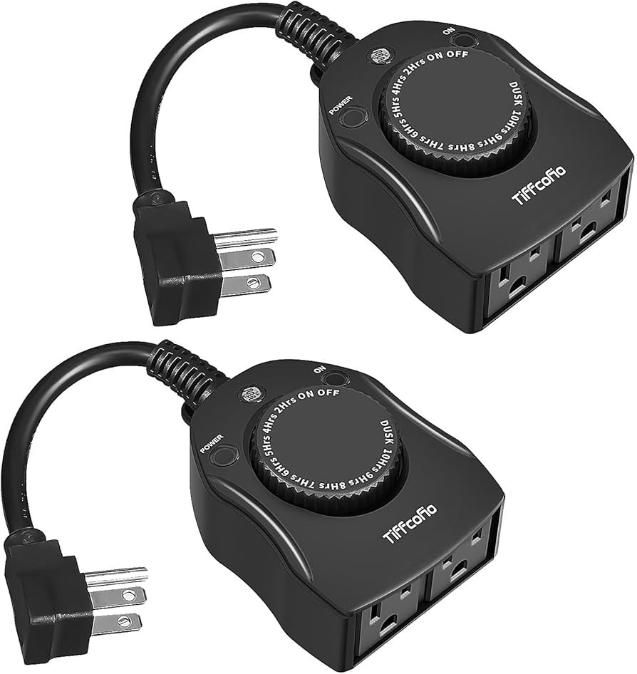 TiFFCOFiO Outdoor Timer Outlet, Dusk to Dawn Light Sensor Timer, Outdoor Light Timer for Electric... | Amazon (US)