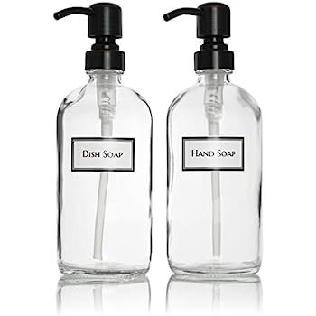 Artanis Home Ceramic Printed Glass Dish Soap and Hand Soap Boston Round Dispenser Set with Oil Ru... | Amazon (US)
