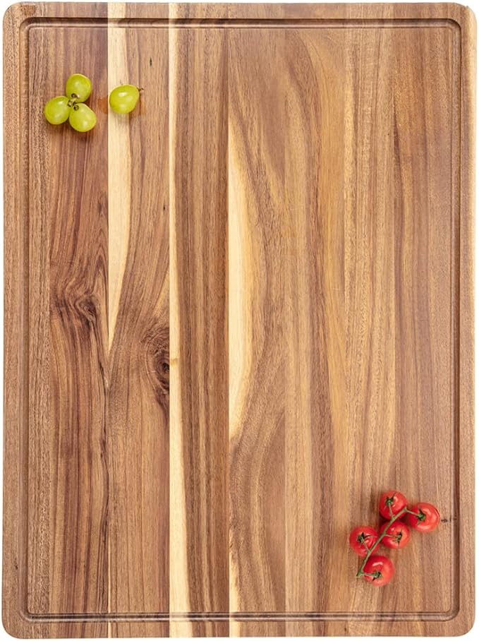 Extra Large Acacia Wood Cutting Board, 24x18 Inch Large Butcher Block Chopping Board with Handle ... | Amazon (US)