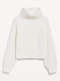 Cropped Shaker-Stitch Turtleneck Sweater for Women | Old Navy (US)