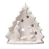 Amazon.com: Creative Co-Op L x 4" W x 5-3/4"H Stoneware Holy Family w/Tree & Cut-Outs, White Figu... | Amazon (US)
