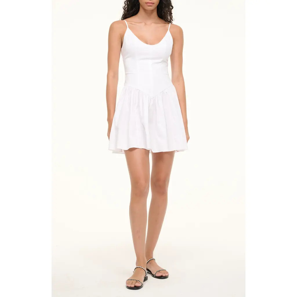 STAUD Dena Sleeveless Stretch Cotton Minidress in White at Nordstrom, Size 10 | Nordstrom