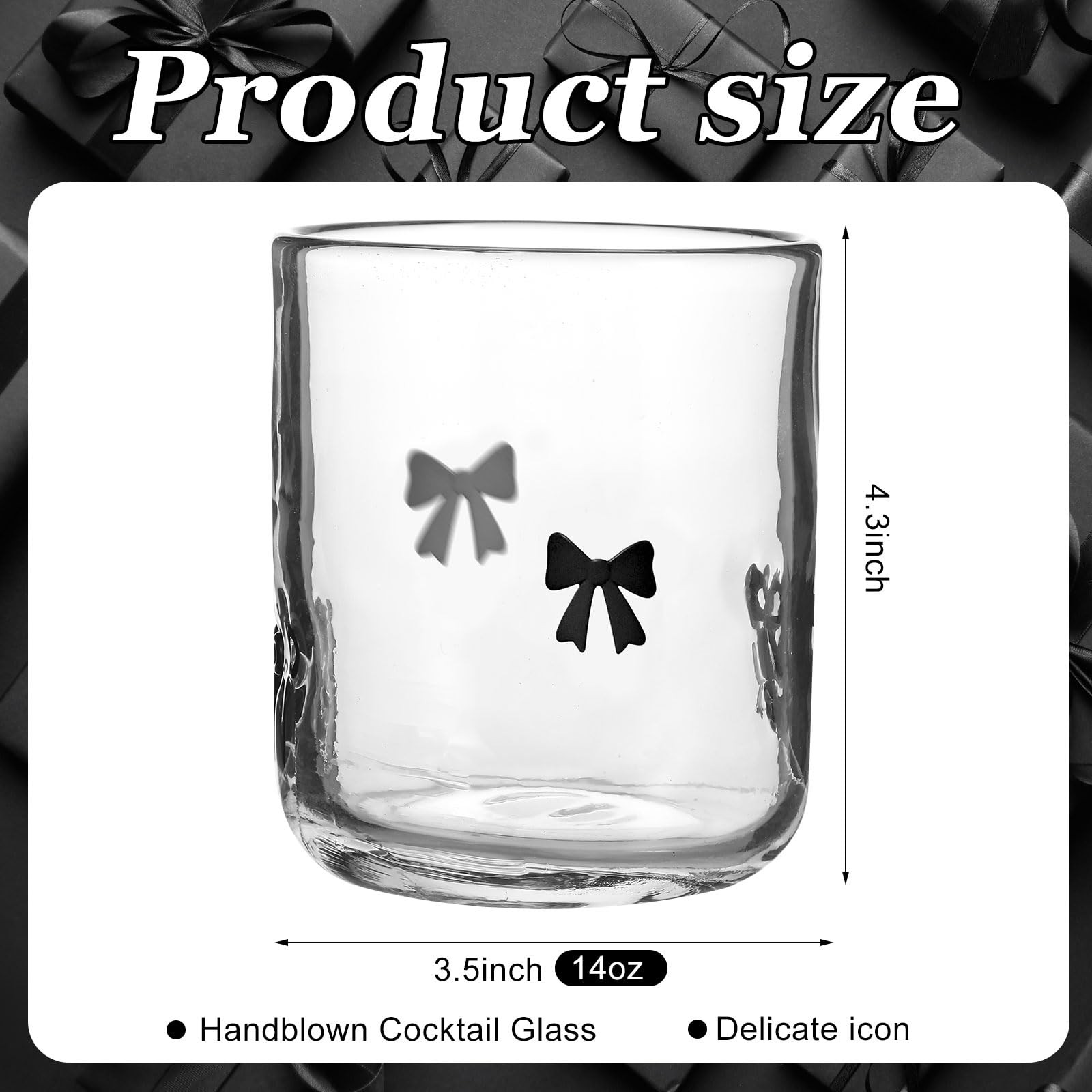 Skylety 2 Pack Christmas Icon Glass Cups 14 oz Bow Icon Juice Glass Es Handblown Glasses Coquette... | Amazon (US)