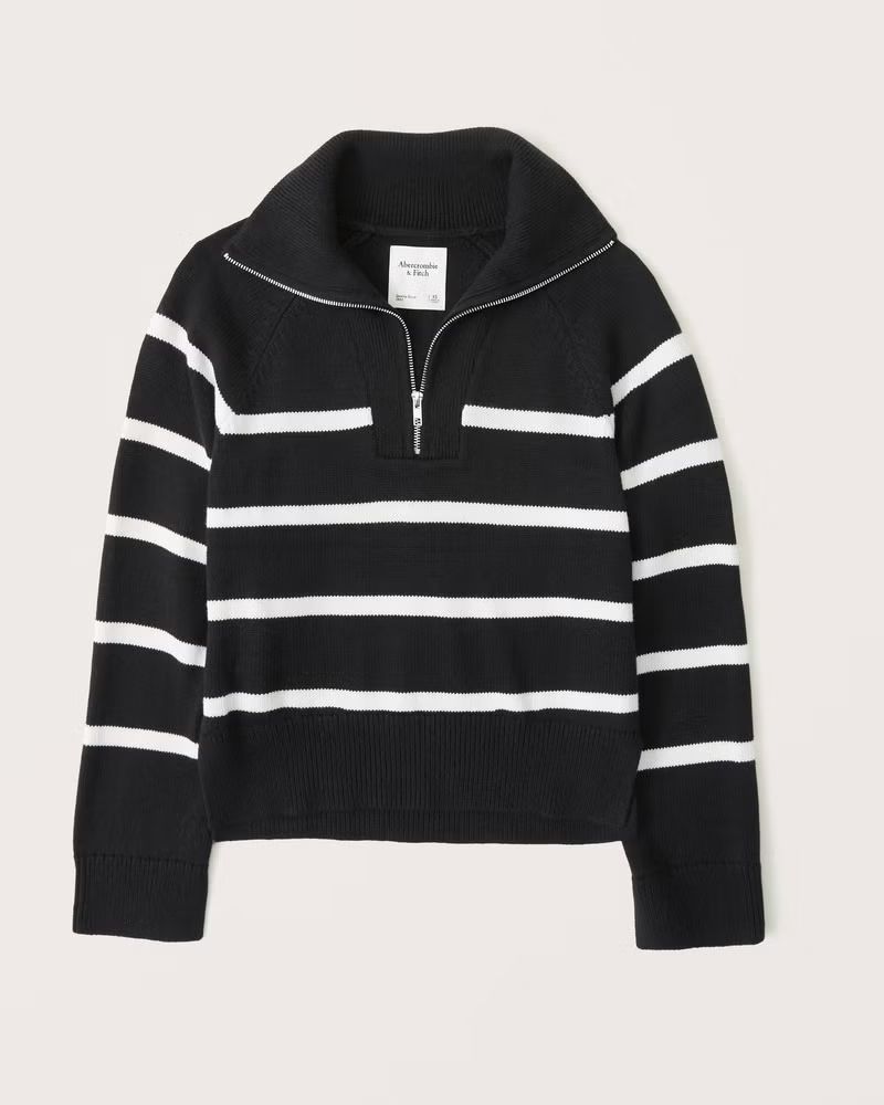 Women's Striped Half-Zip Sweater | Women's Tops | Abercrombie.com | Abercrombie & Fitch (US)