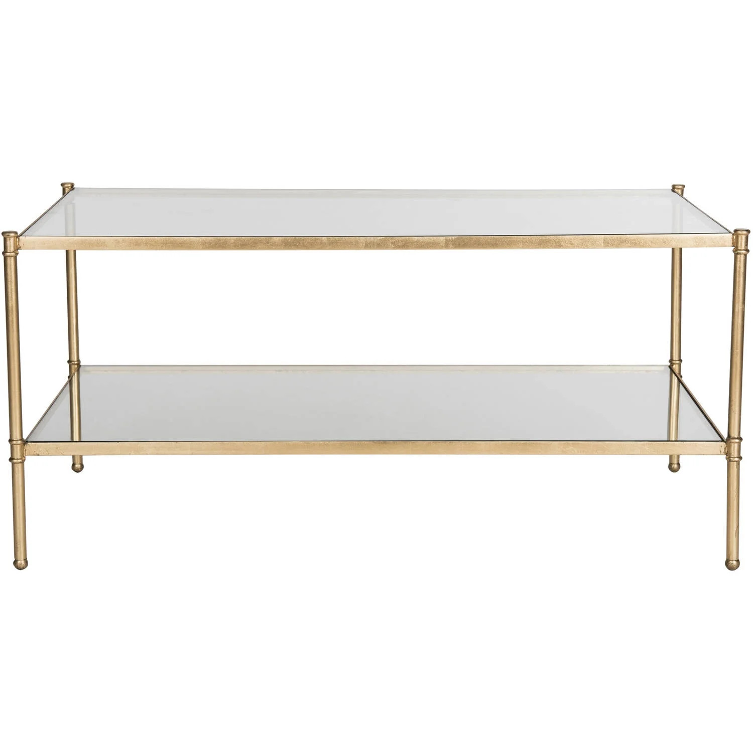 Safavieh Aslan 42" Width Iron Coffee Table, Antique Gold w/ Glass Top | Walmart (US)