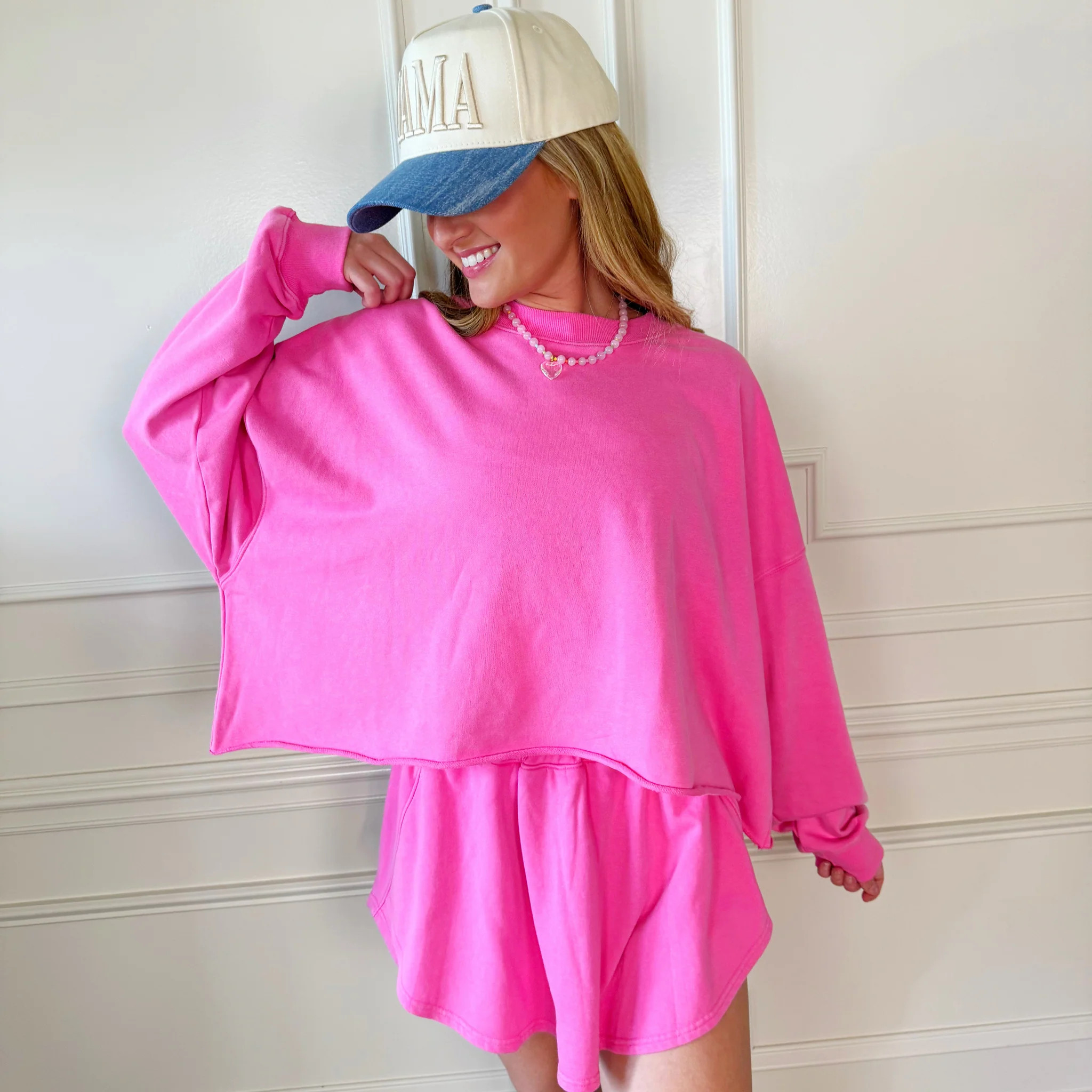 Pink Long Sleeve Crop | Poppy & Pine