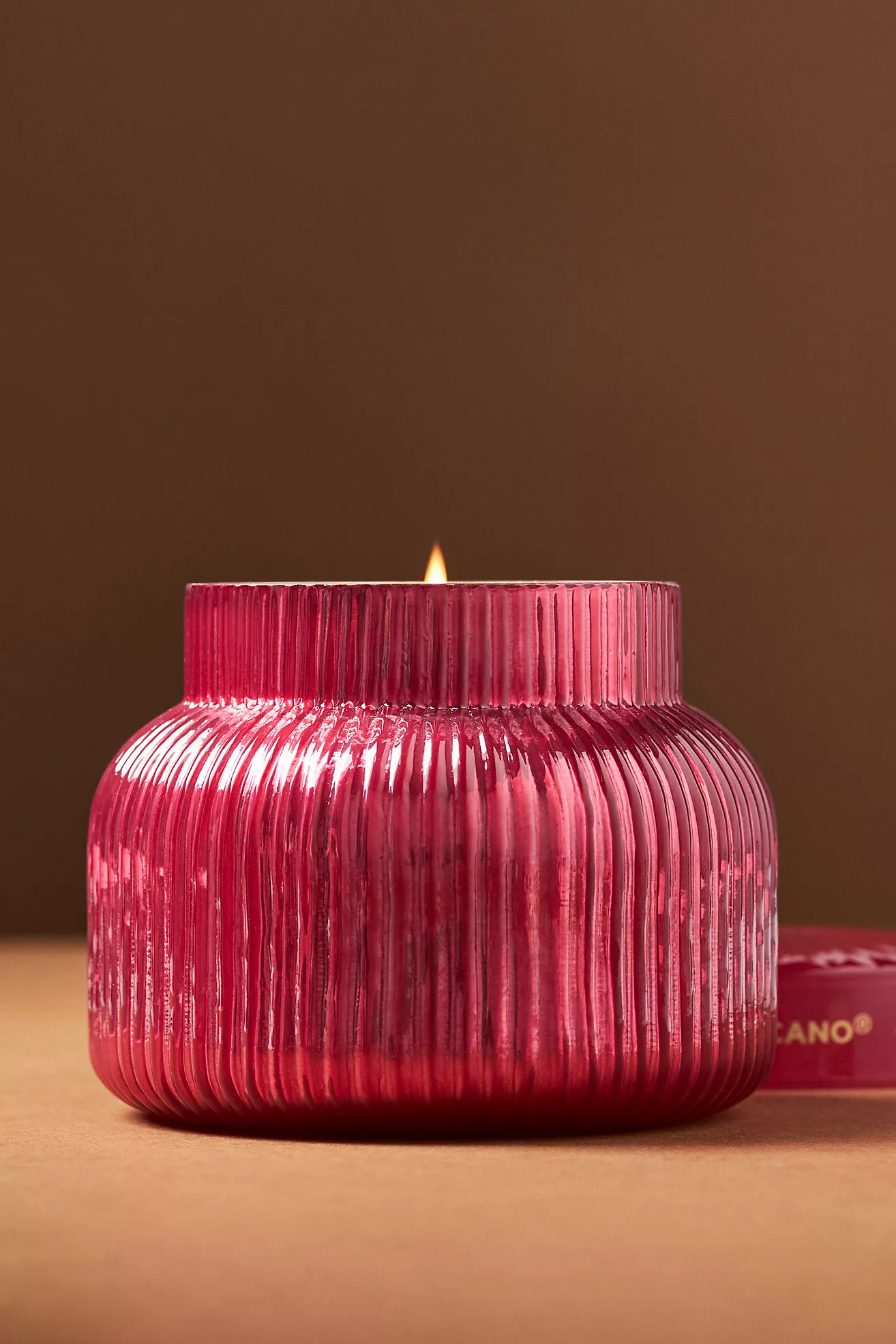 Capri Blue Volcano Red Ribbed Jar Candle | Anthropologie (US)