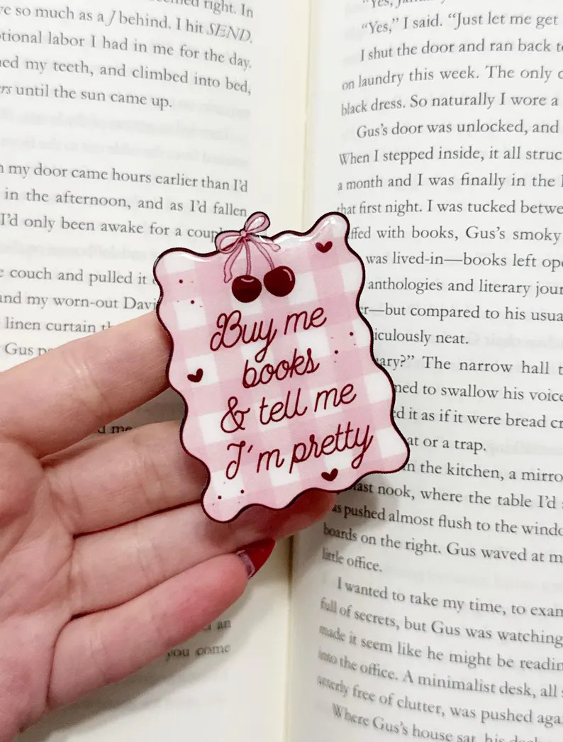 Cherry Pink Buy Me Books and Tell Me I'm Pretty Kindle Grip, Romance Readers, Kindle Reader Acces... | Etsy (US)