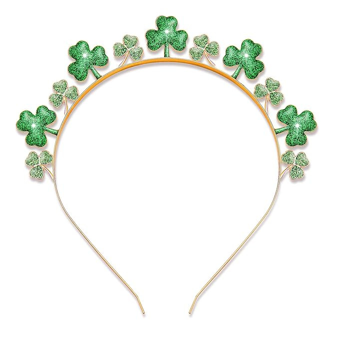 St. Patrick's Day Headbands, Glitter Rhinestone Shamrock Headbands Lucky Irish Hairbands St Patri... | Amazon (US)
