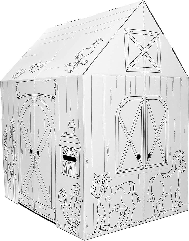 Easy Playhouse Barn - Kids Art & Craft for Indoor & Outdoor Fun, Color Favorite Farm Animals – ... | Amazon (US)