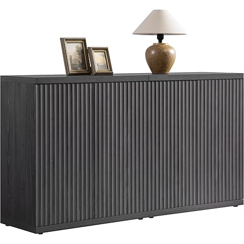 SICOTAS Buffet Cabinet with Storage Accent Sideboard with 4 Doors 66.3" Wide Fluted Credenza Mode... | Amazon (US)