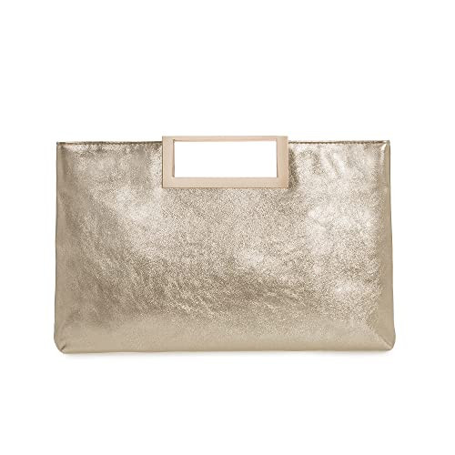CHARMING TAILOR Fashion PU Leather Handbag Stylish Women Convertible Clutch Purse (Gold) | Amazon (US)