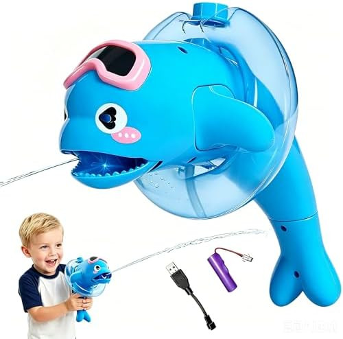 Electric Water Gun for Kids - Blue Dolphin Automatic Squirt Watergun Toy with Sound and Light, 32... | Amazon (US)