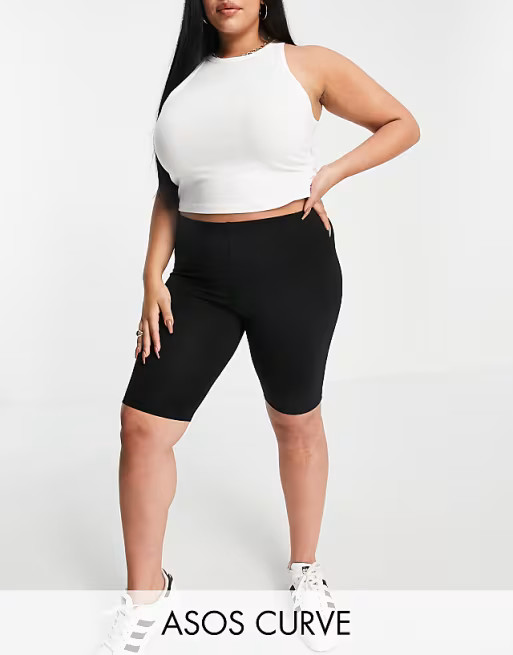 ASOS DESIGN Curve basic legging shorts in black | ASOS (Global)