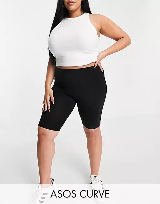 ASOS DESIGN Curve basic legging shorts in black | ASOS (Global)