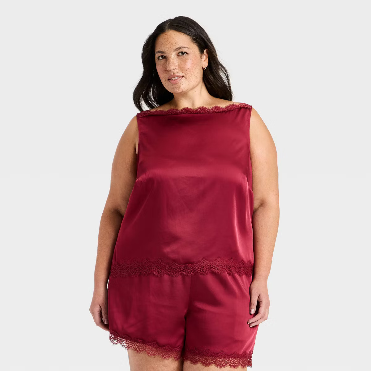 Women's Lace Cami Tank Top - A New Day™ Burgundy XXL | Target