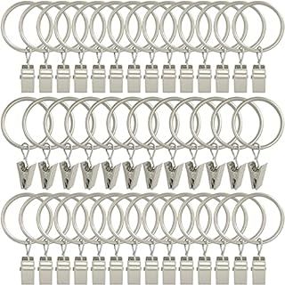 WeeksEight 100 Pack Matte Silver Curtain Rings with Clips, Curtain Hooks Hangers Clip Rings for H... | Amazon (US)